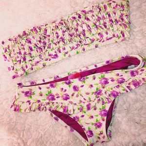 Strapless Betsey Johnson Floral Bikini